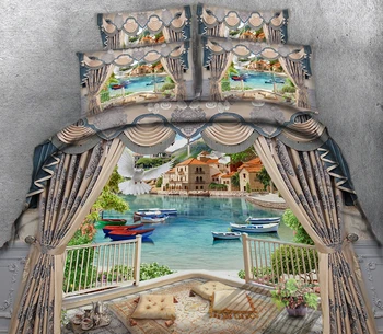 Luksuzni postelji kritje 3D posteljnina nabor Twin Polno kralj Kraljica bedsheet Rjuhe Prevleke, Posteljno Perilo, California king Evropski stil okrasite