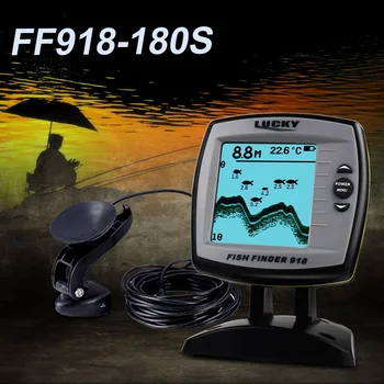 SREČEN, Fish Finder FF918-180S Žično Pretvornik Senzor Fishfinder 45 Stopinj Echo LCD Ribe Lokator Čoln Fishfinder Ribe Detektor