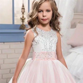 (5T-13T) Dekleta čipke cvet obleka pettiskirt princesa obleko čipke dekle, princesa družico lepotno tekmovanje tutu til obleko S4