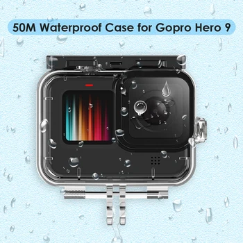 Pregledna 50m Vodotesno Ohišje Zaslona Podvodno Potapljanje Zaščitni Pokrov za GoPro Hero9 Junak 9 delovanje Fotoaparata Dodatki