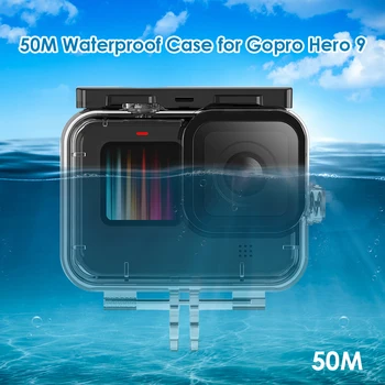 Pregledna 50m Vodotesno Ohišje Zaslona Podvodno Potapljanje Zaščitni Pokrov za GoPro Hero9 Junak 9 delovanje Fotoaparata Dodatki