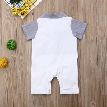 2019 Novorojenčka Fant, Otroci Otroške igralne obleke Jopičem Obleko Obleke Prugasta Mozaik Jumpsuit Romper, Gospod 0-24M