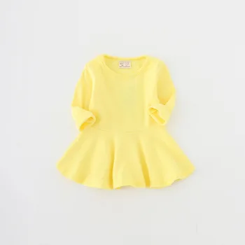 Baby Girl Oblačenja Jeseni Bombaž Otroci Nove Priložnostne Obleko Enega Kosa Long Sleeve Solid Color Pozimi Newborn Baby Girl Obleke