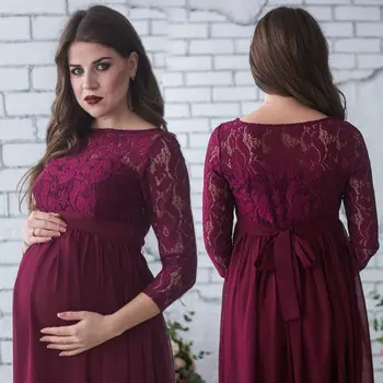 Novo 2019 Porodniškega Čipke Obleka Ženske Obleke Fotografija Rekviziti Elegantno Noseča Obleka Ženske Dolga Obleka Nosečnosti Fotografijo Ustrelil