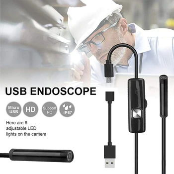 Kebidumei USB-Endoskop Nepremočljiva 6 LED 1m 7mm Telefon Endoskop 720P HD Borescope Kača Pregled Cevi Najnovejše Video Kamere