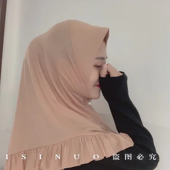 Moda za Ženske Enem Kosu Amira Instant Hidžab Z Lotus Ogrlicom Pripravljen Nositi Mehko Glavo Ovijte Muslimanskih Headscarf Potegnite na Pokrivala