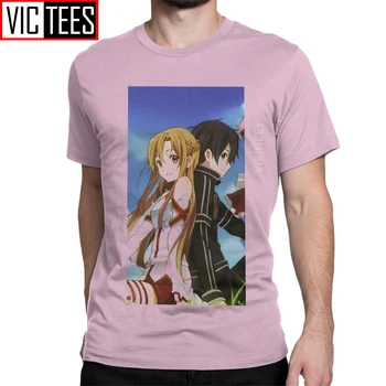 Moški Sword Art Online Tshirt Asuna Kirito Anime Manga Yuuki Igra Sao 100 Odstotkov Bombaža Camisas Hombre Velike Velikosti T-Shirt