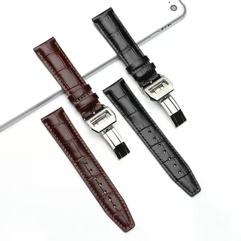 Pravega Usnja Watchband Black Brown Watch Trak z Uvedbo Zaponko Primerni za IWC Pilot ' s Watch 20 mm 22 mm Zamenjava Zapestnica