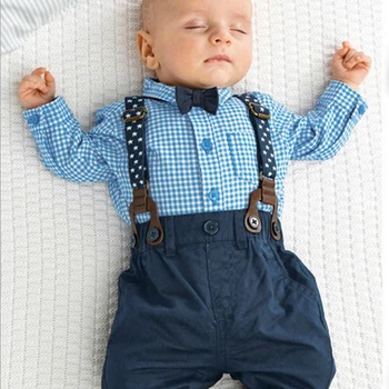 2020 Baby Boy Kompleti Oblačil za Dojenčke Novorojenčka Fant Obleke Dolg Rokav Vrhovi+Kombinezon 2PCS Nastavite Obleke Poletje mladičev, Oblačila 6-24M