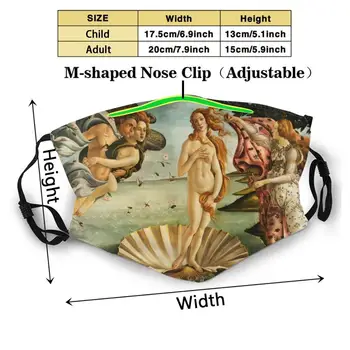 Rojstvo Venere, Ki Jih Botticelli Oblikovanje Po Meri Za Odrasle, Otroci Proti Prahu Filter Diy Srčkan Print Masko Stroj