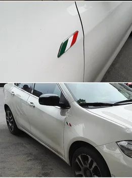 1 Par 3D Aluminija italijansko Zastavo Fender Emblem Značko Avto Nalepke Za Fiat, Alfa Romeo 159 147 156 Abarth