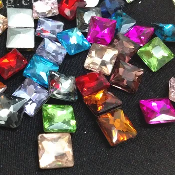 TopStone Stekla Crystal Princesa Kvadratnih Fancy Kamen Obrnjenega nazaj 8 10 12 14 mm Okrasnih Multi Barve za nakit, izdelava