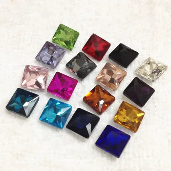 TopStone Stekla Crystal Princesa Kvadratnih Fancy Kamen Obrnjenega nazaj 8 10 12 14 mm Okrasnih Multi Barve za nakit, izdelava