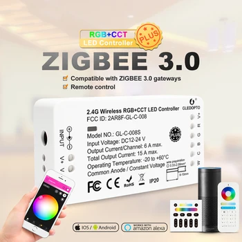 Zigbee RGBCW Plus Krmilnik+2.4 G RF Daljinski DC12V 5050 RGB+SCT 90leds/m, LED Trakovi Luči Za ZIGBEE Smartthings Hue/B Echo Plus