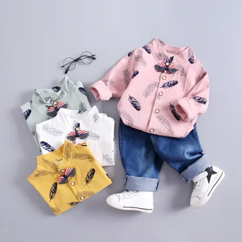 2020 novo gospod baby boy modo jeseni obleko športna oblačila obleko z dolgimi rokavi kavbojke 2PCS fant otroška oblačila obleko