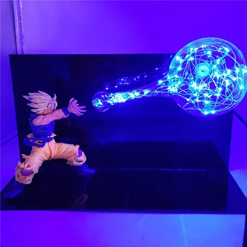 Akcijska Figura, Dragon Ball Z Sina Super Saiyan Kamehameh DIY LED Lampara Dejanje Slika Anime Goku Zaslon Igrače Model