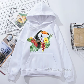 Avstralija bela Cockatiel tiskanja hooded ženska majica srčkan hoodie papiga ptic design jeseni, pozimi znoj femme trenirko