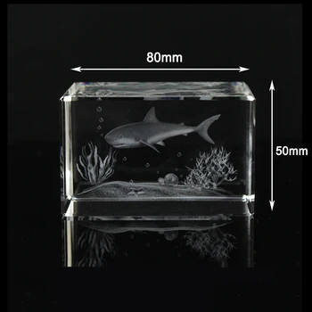 Feng shui 3D Znotraj Beli morski Pes Kristalno Steklo Blok Kocka Okraski Figurice Doma Poroka Stranka Dekor Darila, Spominki
