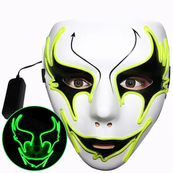 Halloween Svetlobna Masko Žice LED Velikonočni Rave Masko Hip Hop Party Masko Svetlobna Ročno Poslikane LED Kostum Velikonočno Darilo Dekor