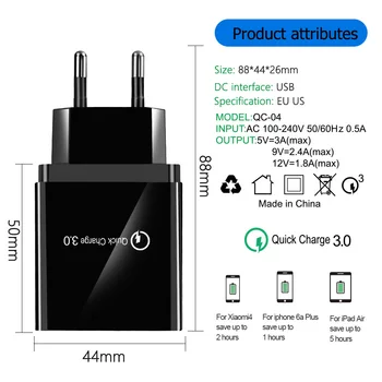OLAF Hitro Polnjenje QC 3.0 Smart Hitro, 4 USB Polnilnik Za iphone Xiaomi Samsung Hitro Polnjenje Adapter za Mobilni Telefon
