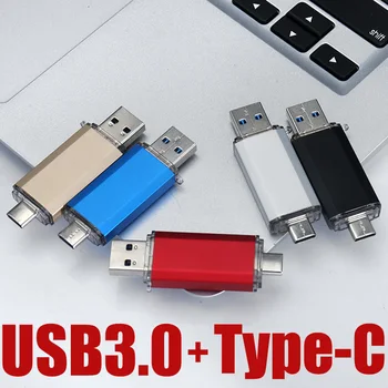 USB Flash Disk 128GB 256GB 64GB 16GB 32GB USB 3.0 Tip-C Pendrive USB Pen Drive 3.0 Pomnilniški ključ za RAČUNALNIKOM Telefon s Tip-C Vrata