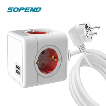 Sopend PowerCube Podaljša Vtičnico Stensko Smart EU Adapter Trakovi Plug Power Trakovi Razširitev 1,5 m Kabel z Multi USB Vtičnice 4 Vrata