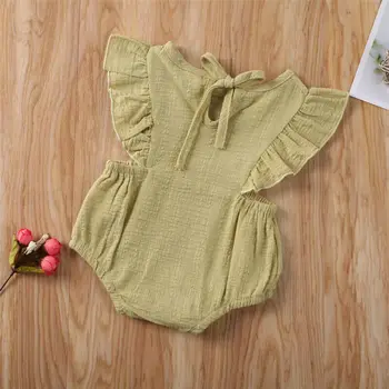 PUDCOCO Newborn Baby Girl Obleke Ruffle Romper Trdna brez Rokavov Jumpsuit Playsuit Poletno Obleko 0-12M