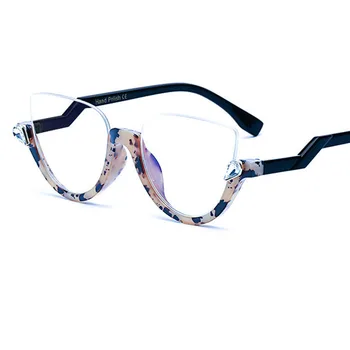 Očala Okvirji za Očala Ženske Modni Mačje Oko Pol Okvir Diamantni Kristal Očala Okvir Anti Modra Svetloba Objektiv TR90 Spektakel