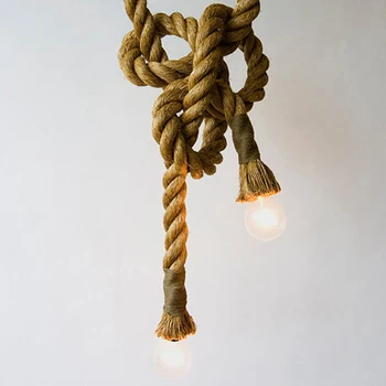 Vintage Vrv Obesek svetlobe Konoplje Edison žarnica Dekor E27 obesek Lučka, Kuhinjo, jedilnico DIY ročno pletene hanglamp luç