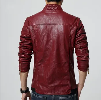 Blagovne znamke 2020 Novo Mens Moda Usnjeno Jakno za Moške Ovratnik Slim Biker Jacket Visoke Kakovosti Moški Plašč Barva Jakno Velikost 5XL-M