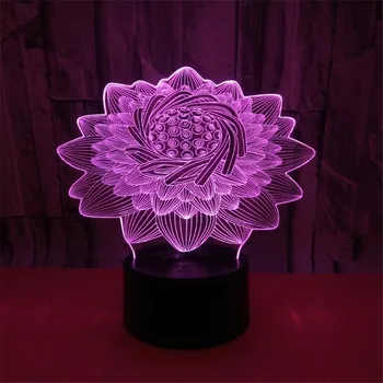 Lotus 3D Noč Luči LED Cvet Dekoracija Razsvetljava Za Spalnica Dekor Svetilke Lamparas Ustvarjalne Lotus Lučka Luštna Dekleta Darila