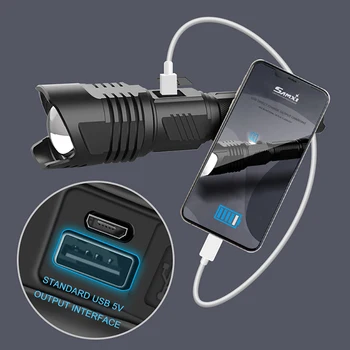 Močna Led Svetilka XHP90.2 USB Baklo Luči 26650 Polnilna Taktična Svetilka Ultra Svetle Strani Lučka za kampiranje, lov