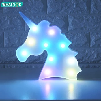 Unicornio Led Nočne Luči Samorog Stranka 3D LED namizne Svetilke Novost Živali Nadstrešek Znak, Črka, ki Lučka Luminaria Baby Otroci Igrače Darilo