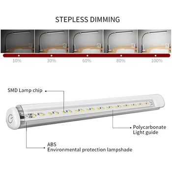 500LM Led Oči Zaščito namizne Svetilke Stepless Zatemniti Upogljivi USB Powered Touch Senzor za Nadzor LED Namizna Svetilka