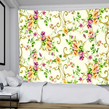 Rastline in cvetje psihedelični scene doma dekor tapiserija, bohemian dekor hipi spalnica postelja stanja kavč odejo