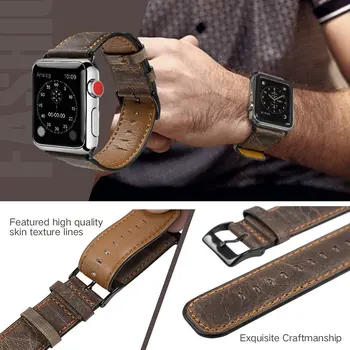 Usnjeni trak Za apple watch band 44 mm 40 mm 42mm 38 mm Retro Krava watchband iWatch zapestnico watch serije 5 4 3 2 band