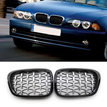 Čisto Nov Trajne 1 Par Diamond Ledvic Rešetka Kromiranega Črno za BMW Serije 5 E39 M5 99-03 Nadomestni Avto Dodatki