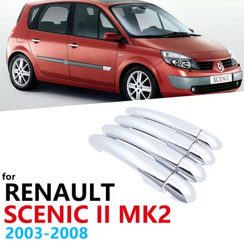 Za Renault Scenic II MK2 2 2003 2004 2005 2006 2007 2008 Chrome Zunanjost Trim Nastavite 4Door Ročaj Kritje Avto Dodatki Nalepke