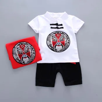 Poletje Baby Boy Oblačila Nastavite 0-5Y Baby Toddler Kratek Rokav Kitajski Slog Natisnjeni T-Shirt Vrhovi+Hlače Priložnostne Obleke Obleke, Kompleti