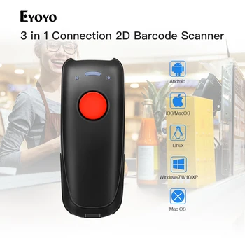 Eyoyo EY-004A Prenosni Mini Žično&2.4 G Brezžična tehnologija Bluetooth za branje črtne kode, 3-v-1 1D 2D QR CCD črtno Kodo Scan Reader
