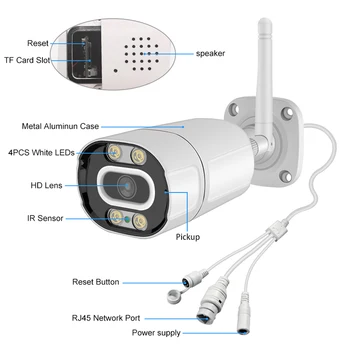 Klečeplazen IP Kamera, Wifi 1080P ONVIF Brezžično Žično P2P CCTV Bullet Prostem Kamere Z MiscroSD Kartico v Režo za Max 64 G