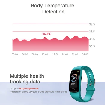 Smart Band Telesne Temperature Tracker Srčni utrip, Krvni Tlak Zdravje Pametno Gledati IP67 Nepremočljiva Bluetooth Šport Manžeta