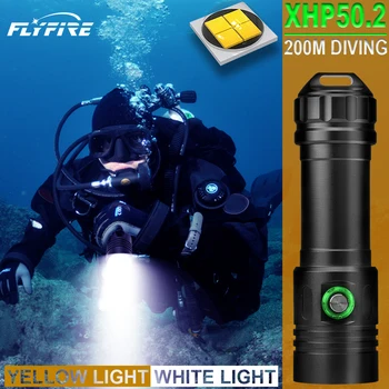 200 M xhp50.2 Bela svetlo rumena svetlo Potapljanje, Podvodna svetilka svetilka led svetilko XHP50 l2 18650 polnilna 26650 nepremočljiva