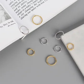 925 sterling srebro twisted majhne hoop uhani za ženske pribor brincos, zlata barva krog obroče earings nakit