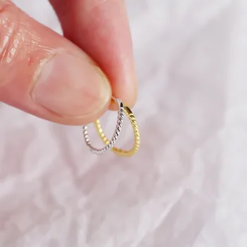 925 sterling srebro twisted majhne hoop uhani za ženske pribor brincos, zlata barva krog obroče earings nakit