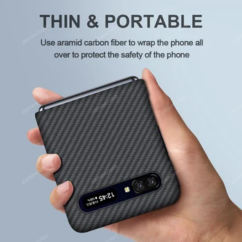 Za Samsung Galaxy Ž Flip 5G Primeru SM F7000 Ultra Tanek Resnično Čisto Ogljikovih Vlaken Shockproof Telefon Hrbtni Pokrovček Primerih Fundas