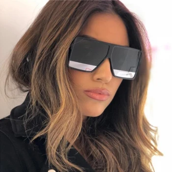 črna Prevelik Ravno Top sončna očala za žensko 2019 Velik Kvadrat Gradient ženska sončna očala Modne blagovne Znamke Odtenki Oculos Unisex