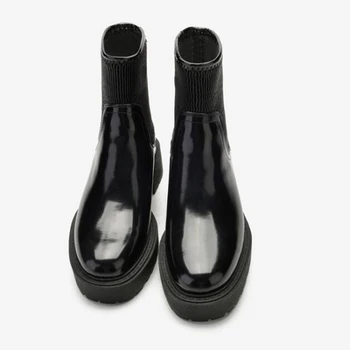 Zimski čevlji Ženske elastične čevlji Priložnostne Ravno Udobno Gleženj Škornji moda Krog glave platformo Chelsea škornji ženske ay50