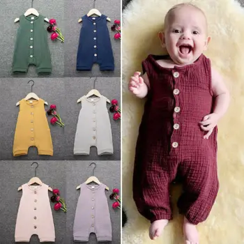 Newborn Baby Girl Boy Jeseni Oblačila, ki Romper Jumpsuit brez Rokavov Soild Priložnostne O-vratu Skakalec Obleke