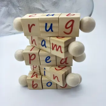 5Pcs Montessori Fonetična Branje Ujemanje Pismo Igra Abeceda Črkovanje Obračanje Zgodnjega Učenja Lesena Gradnja Blokov